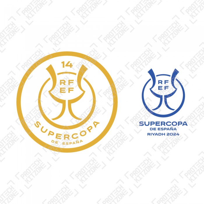 Official Supercopa De España 14 Champions Riyadh 2024 Patch + Match Detail Printing (For FC Barcelona 2023/24 Away Shirt)