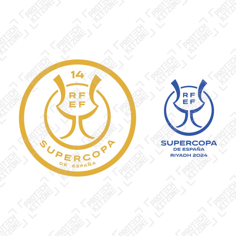 Official Supercopa De España 14 Champions Riyadh 2024 Patch + Match Detail Printing (For FC Barcelona 2023/24 Away Shirt)