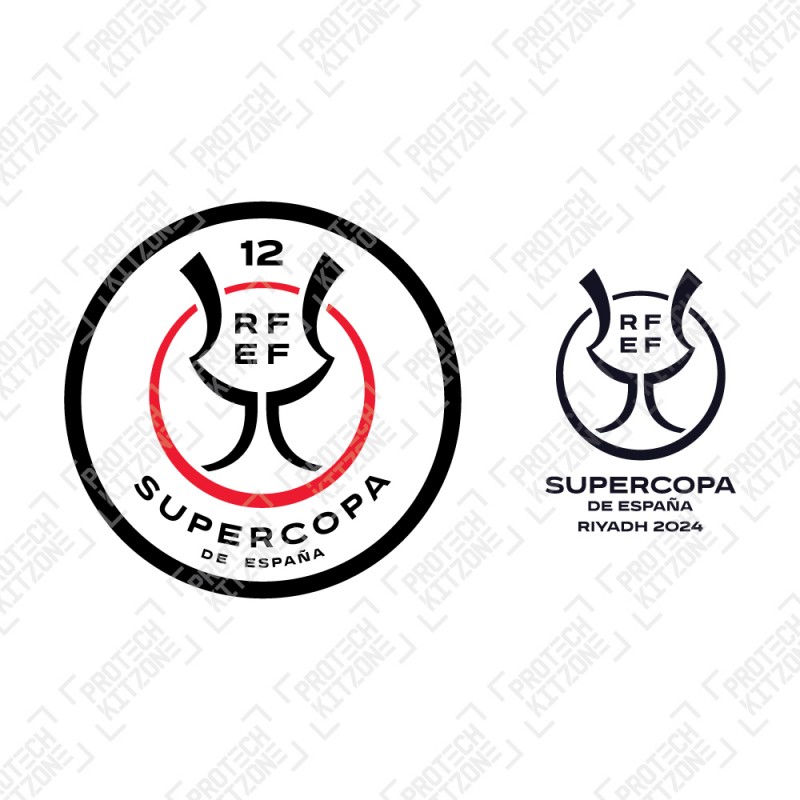 Official Supercopa De España 12 Riyadh 2024 Patch + Match Detail Printing (For Real Madrid 2023/24 Home Shirt)