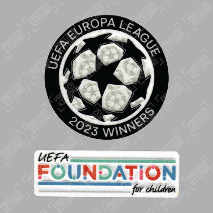 Official Sporting iD UEFA UEL Titleholder 2023 + UEFA Foundation Badge Set