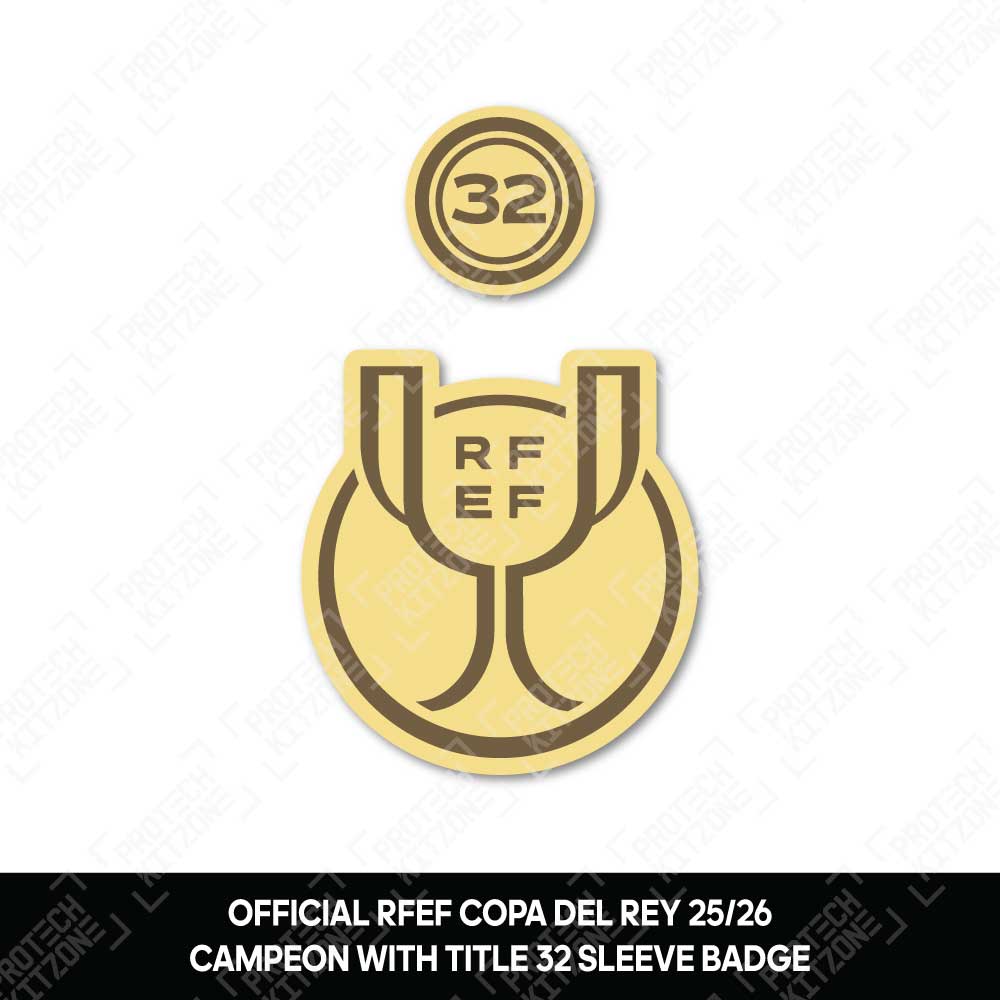 Official Copa del Rey 25/26 Campeón + Title 32 Sleeve Badges Official Copa del Rey 25/26 Campeón + Title 32 Sleeve Badges