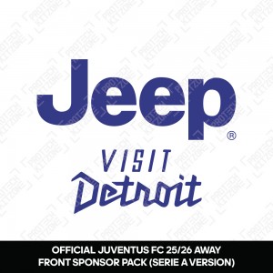 Jeep + Visit Detroit (Official Juventus FC 2025/26 Away Front Sponsor Pack) 