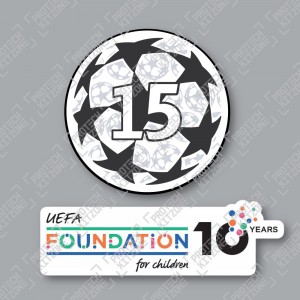 Official Sporting iD UEFA UCL Starball BOH15 + UEFA Foundation 10yr Anniversary Badge Set