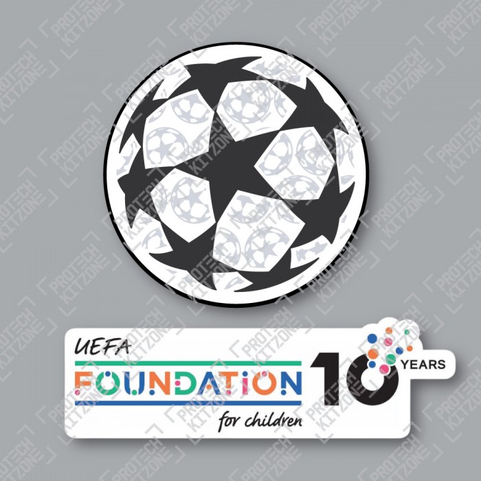 Official Sporting iD UEFA UCL Starball + UEFA Foundation 10yr Anniversary Badge Set