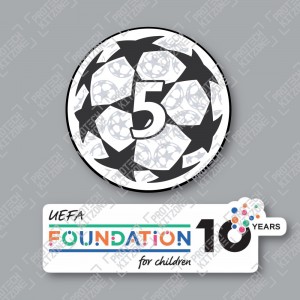 Official Sporting iD UEFA UCL Starball BOH5 + UEFA Foundation 10yr Anniversary Badge Set