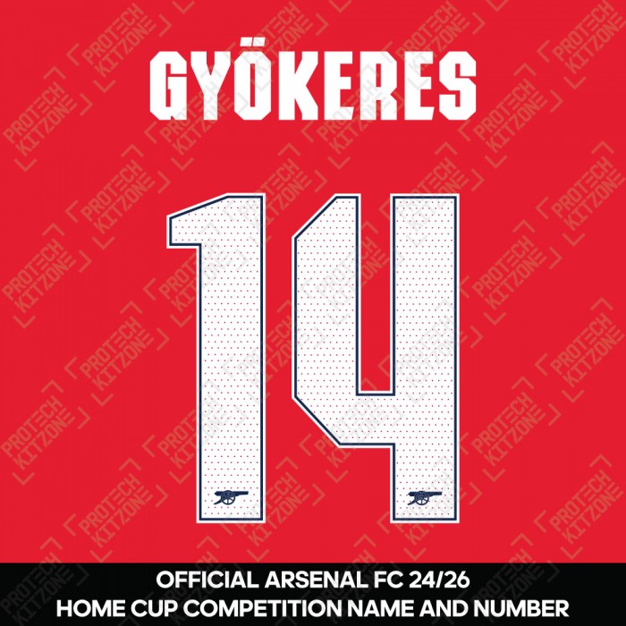 Gyökeres 14 - Official Arsenal 2024/26 Home Club Name and Numbering