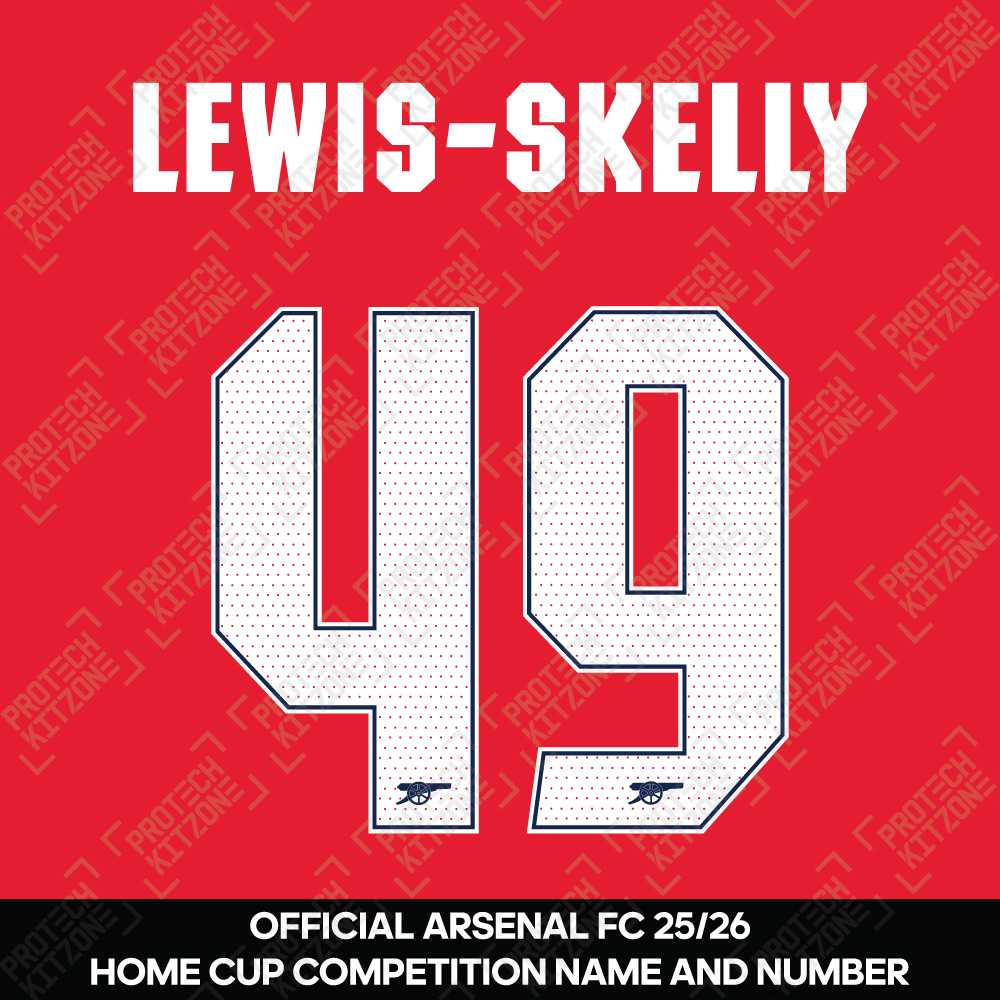 Lewis-Skelly 49 - Official Arsenal 2024/26 Home Club Name and Numbering Lewis-Skelly 49 - Official Arsenal 2024/26 Home Club Name and Numbering