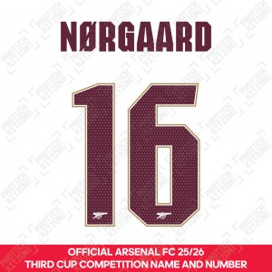 Nørgaard 16 - Official Arsenal 2025/26 Third Club Name and Numbering