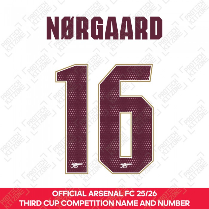 Nørgaard 16 - Official Arsenal 2025/26 Third Club Name and Numbering