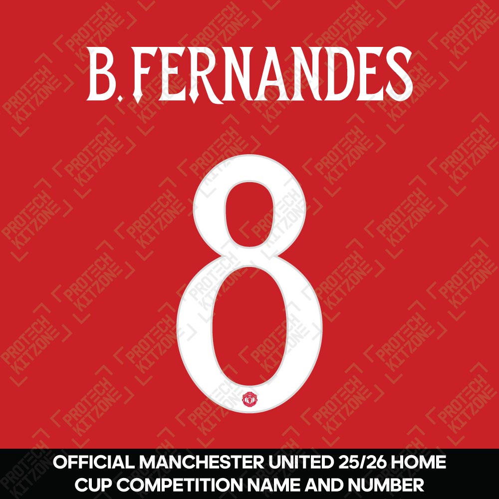 B.Fernandes 8 (Official Manchester United FC 2025/26/27 White Club Name and Numbering) 
