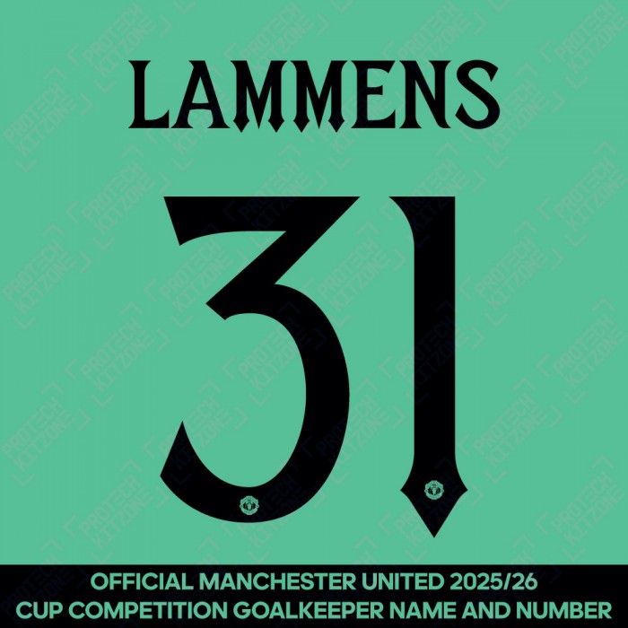 Lammens 31 (Official Manchester United FC 2025/26 Goalkeeper Club Name and Numbering) 