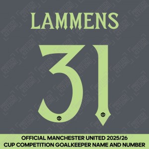 Lammens 31 (Official Manchester United FC 2025/26 Goalkeeper Club Name and Numbering) 