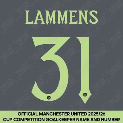 Lammens 31 (Official Manchester United FC 2025/26 Goalkeeper Club Name and Numbering) 