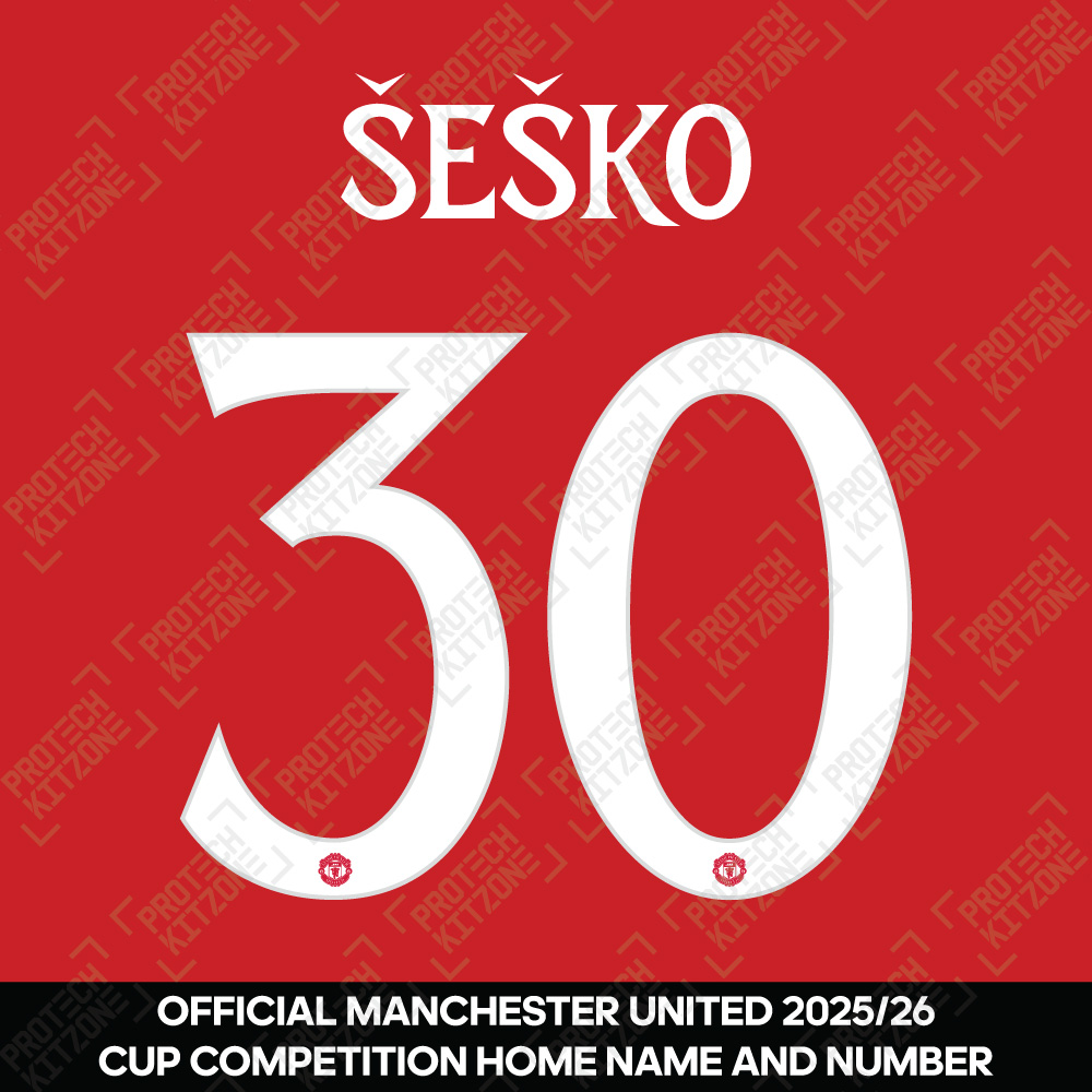 Šeško 30 (Official Manchester United FC 2025/26 Home Club Name and Numbering) Šeško 30 (Official Manchester United FC 2025/26 Home Club Name and Numbering)