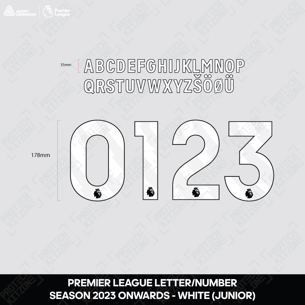 [Junior] Official Premier League White Name and Number Printing