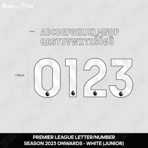 [Junior] Official Premier League White Name and Number Printing