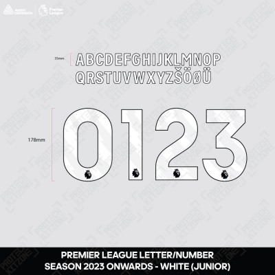 [Junior] Official Premier League White Name and Number Printing