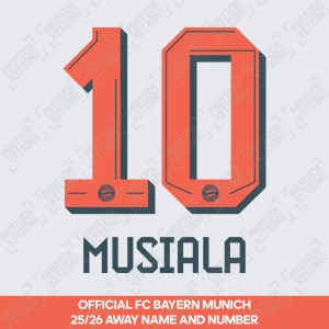 Musiala 10 - Official Bayern Munich 2025/26 Away Name and Numbering