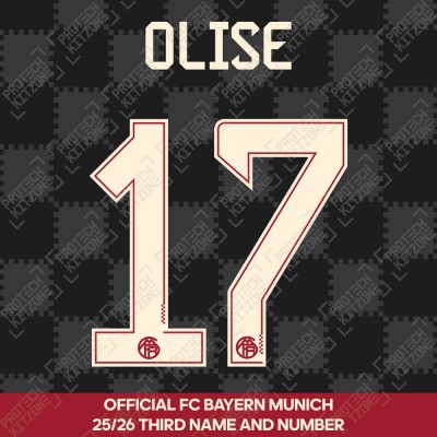 Olise 17 - Official Bayern Munich 2025/26 Third Name and Numbering