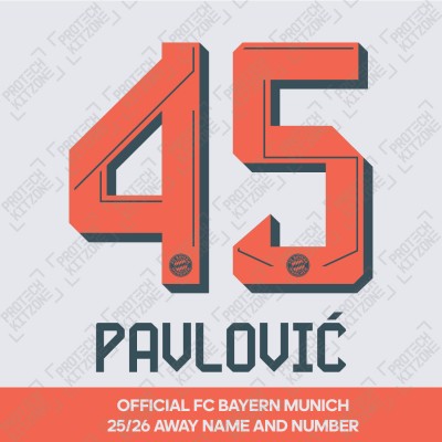 Pavlović 45 - Official Bayern Munich 2025/26 Away Name and Numbering