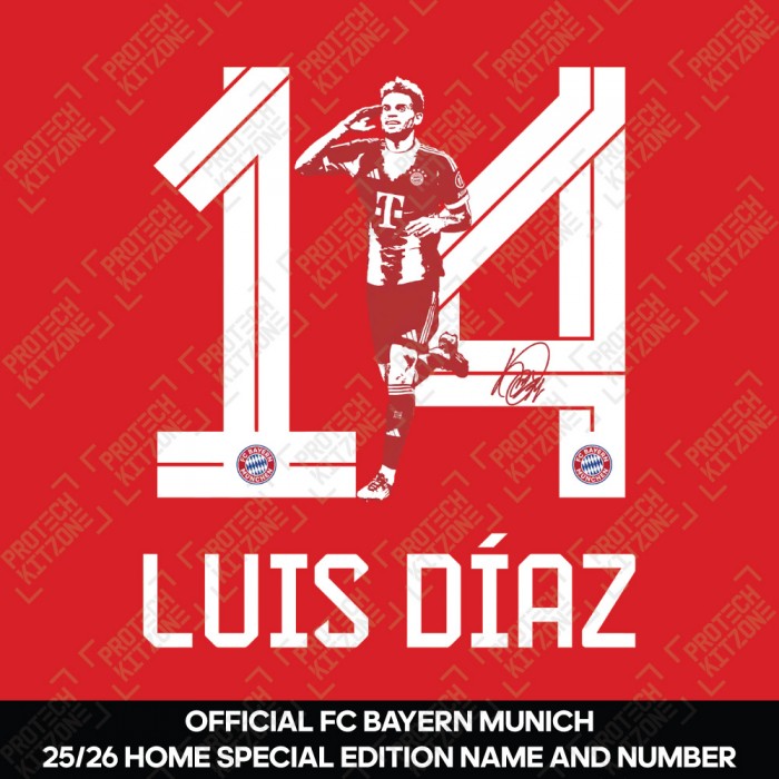 Luis Díaz 14 - Official Bayern Munich 2025/26 Special Edition Name and Numbering