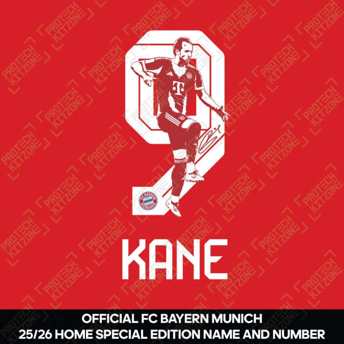 Kane 9 - Official Bayern Munich 2025/26 Special Edition Name and Numbering