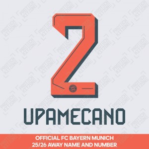 Upamecano 2 - Official Bayern Munich 2025/26 Away Name and Numbering