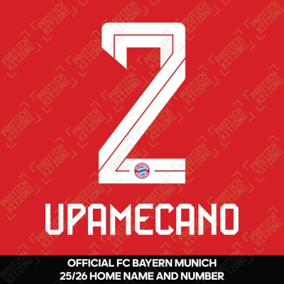 Upamecano 2 - Official Bayern Munich 2025/26 Home Name and Numbering