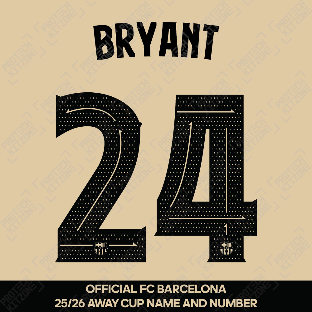 Bryant 24 (Official FC Barcelona 2025/26 Away Name & Numbering - Cup / Play Version) Bryant 24 (Official FC Barcelona 2025/26 Away Name & Numbering - Cup / Play Version)