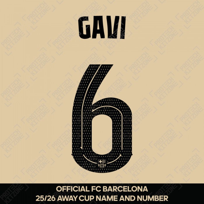 Gavi 6 (Official FC Barcelona 2025/26 Away Name & Numbering - Cup / Play Version) 