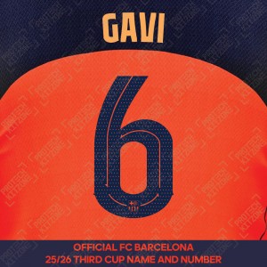 Gavi 6 (Official FC Barcelona 2025/26 Third Name & Numbering - Cup / Play Version) 