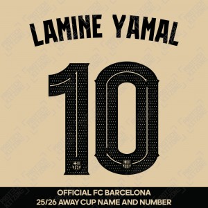Lamine Yamal 10 (Official FC Barcelona 2025/26 Away Name & Numbering - Cup / Play Version) 