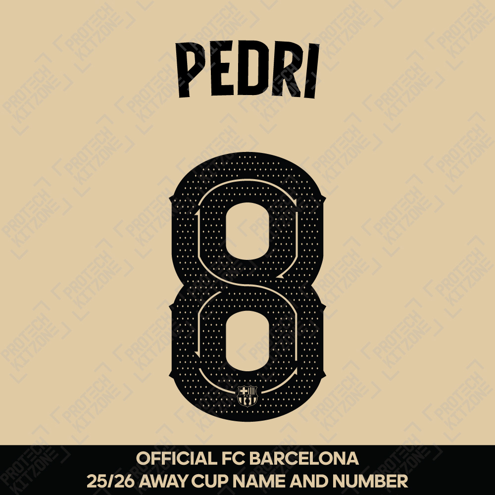 Pedri 8 (Official FC Barcelona 2025/26 Away Name & Numbering - Cup / Play Version) Pedri 8 (Official FC Barcelona 2025/26 Away Name & Numbering - Cup / Play Version)