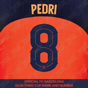 Pedri 8 (Official FC Barcelona 2025/26 Third Name & Numbering - Cup / Play Version) 
