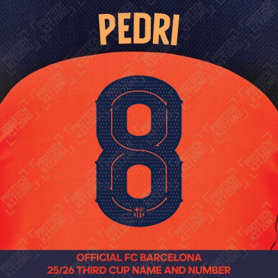 Pedri 8 (Official FC Barcelona 2025/26 Third Name & Numbering - Cup / Play Version) 