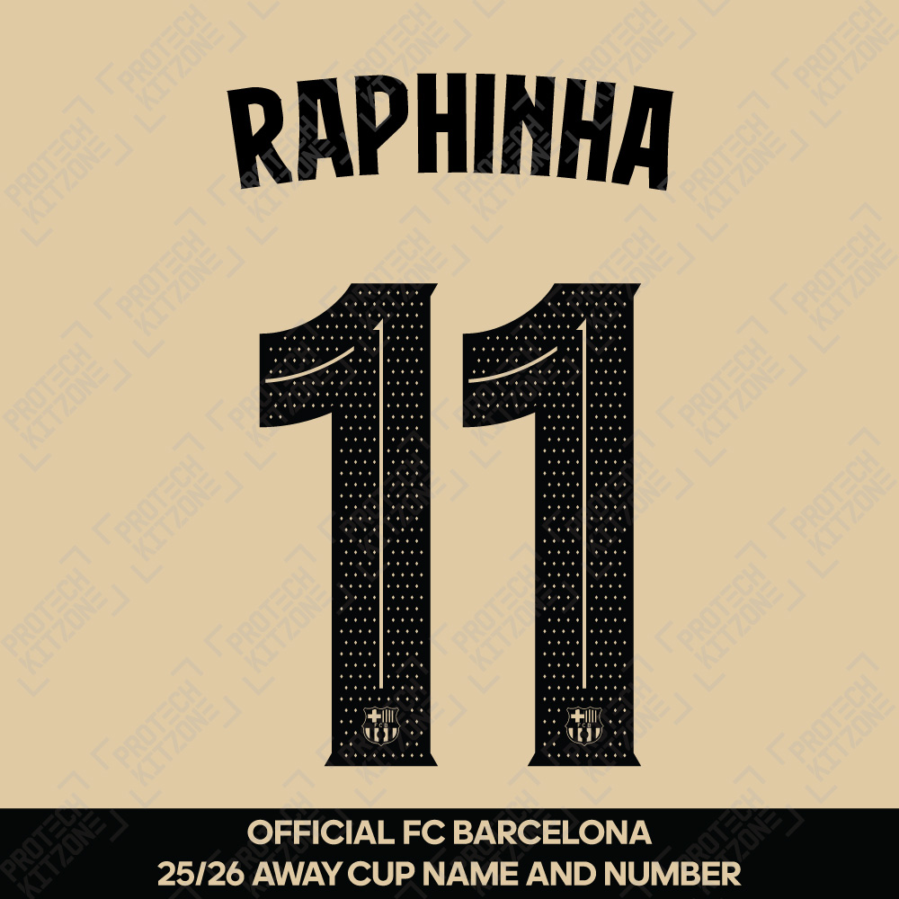 Raphinha 11 (Official FC Barcelona 2025/26 Away Name & Numbering - Cup / Play Version) Raphinha 11 (Official FC Barcelona 2025/26 Away Name & Numbering - Cup / Play Version)