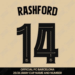 Rashford 14 (Official FC Barcelona 2025/26 Away Name & Numbering - Cup / Play Version) Rashford 14 (Official FC Barcelona 2025/26 Away Name & Numbering - Cup / Play Version)