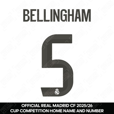 Bellingham 5 (Official Real Madrid CF 2025/26 Home Cup Competition Name and Numbering)