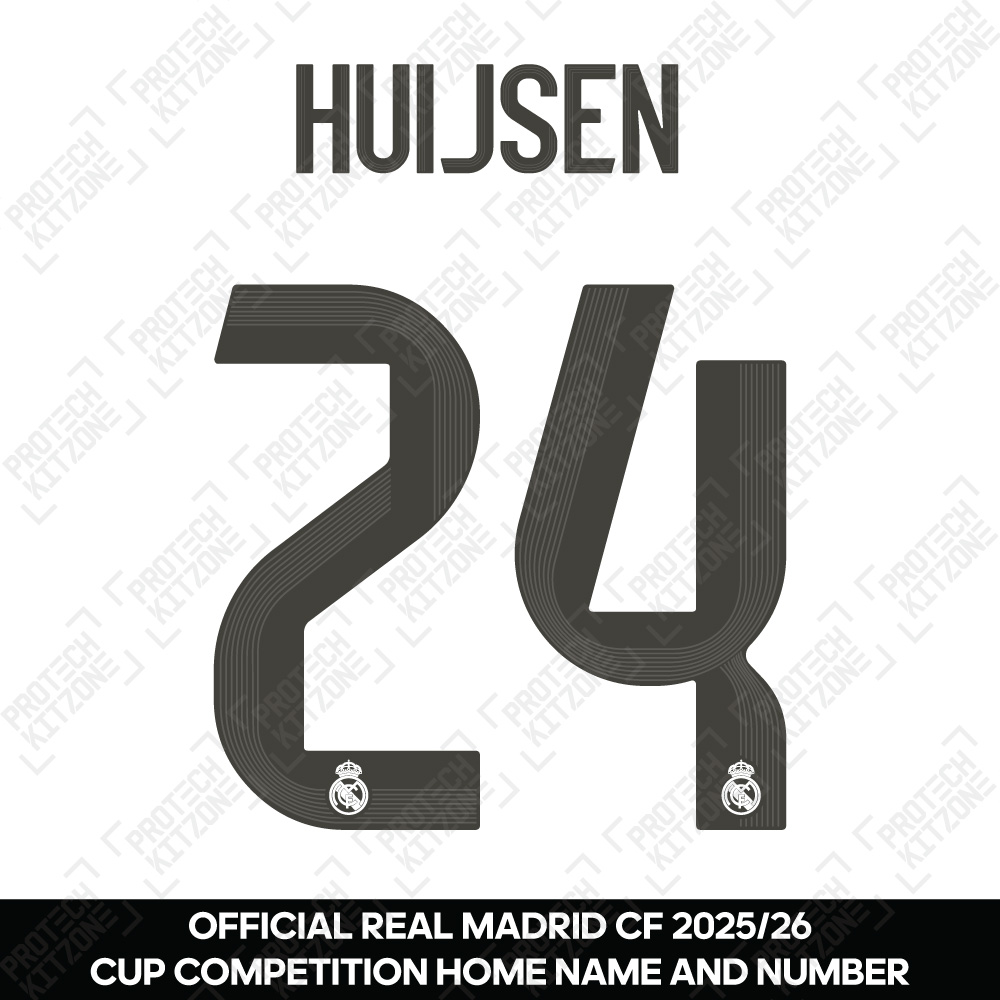 Huijsen 24 (Official Real Madrid CF 2025/26 Home Cup Competition Name and Numbering) Huijsen 24 (Official Real Madrid CF 2025/26 Home Cup Competition Name and Numbering)