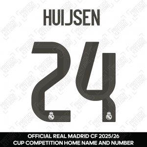 Huijsen 24 (Official Real Madrid CF 2025/26 Home Cup Competition Name and Numbering) Huijsen 24 (Official Real Madrid CF 2025/26 Home Cup Competition Name and Numbering)