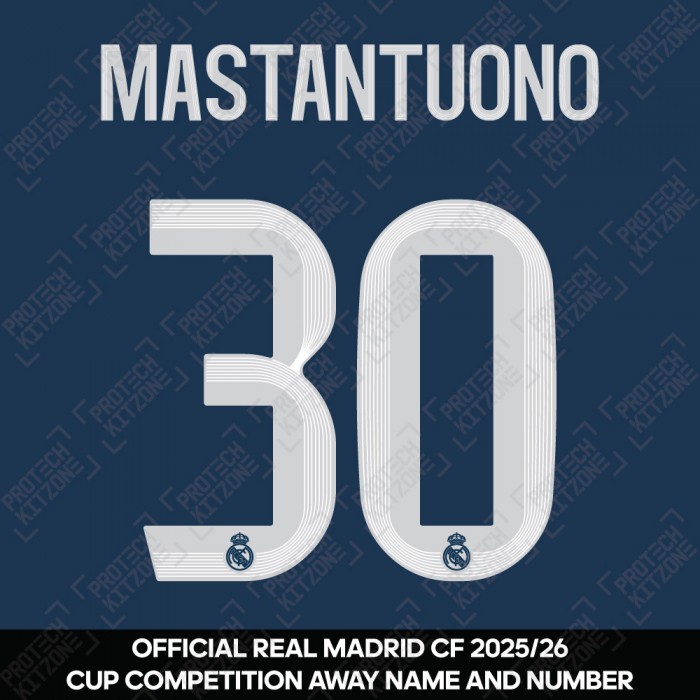 Mastantuono 30 (Official Real Madrid CF 2025/26 Away Cup Competition Name and Numbering)