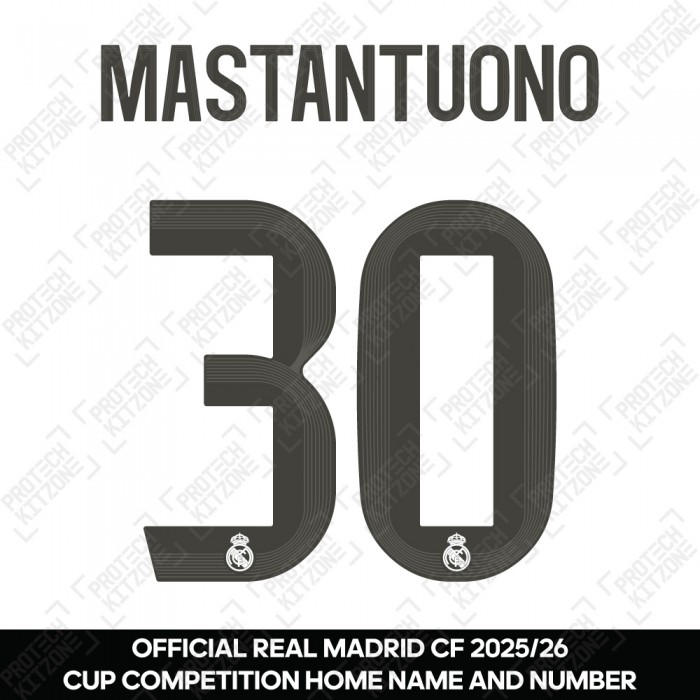 Mastantuono 30 (Official Real Madrid CF 2025/26 Home Cup Competition Name and Numbering)