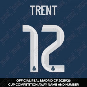 Trent 12 (Official Real Madrid CF 2025/26 Away Cup Competition Name and Numbering) Trent 12 (Official Real Madrid CF 2025/26 Away Cup Competition Name and Numbering)