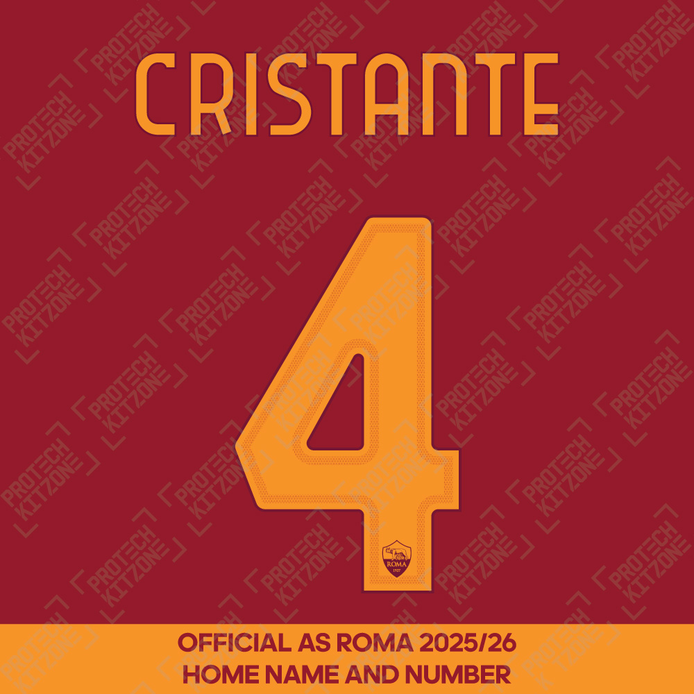 Cristante 4 - (Official AS Roma FC 2025/26 Home Name and Numbering) Cristante 4 - (Official AS Roma FC 2025/26 Home Name and Numbering)