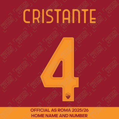 Cristante 4 - (Official AS Roma FC 2025/26 Home Name and Numbering)