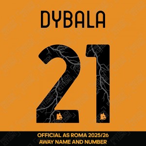 Dybala 21 - (Official AS Roma FC 2025/26 Away Name and Numbering)