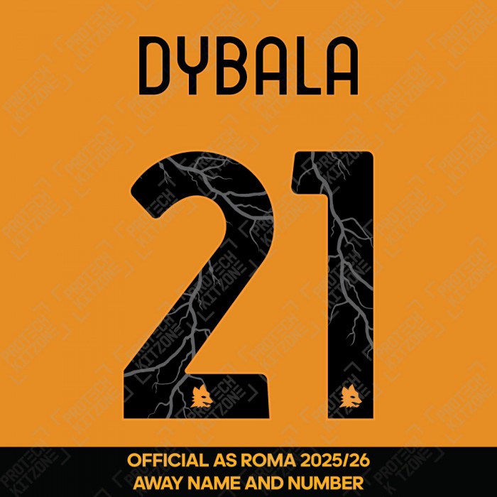 Dybala 21 - (Official AS Roma FC 2025/26 Away Name and Numbering)