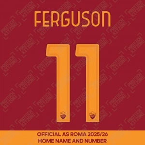 Ferguson 11 - (Official AS Roma FC 2025/26 Home Name and Numbering)