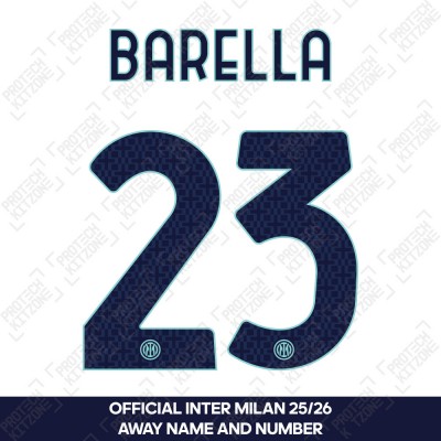 Barella 23 - Official Inter Milan 2025/26 Away Name and Numbering 