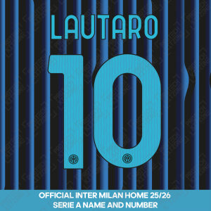 Lautaro 10 - Official Inter Milan 2025/26 Home Name and Numbering 